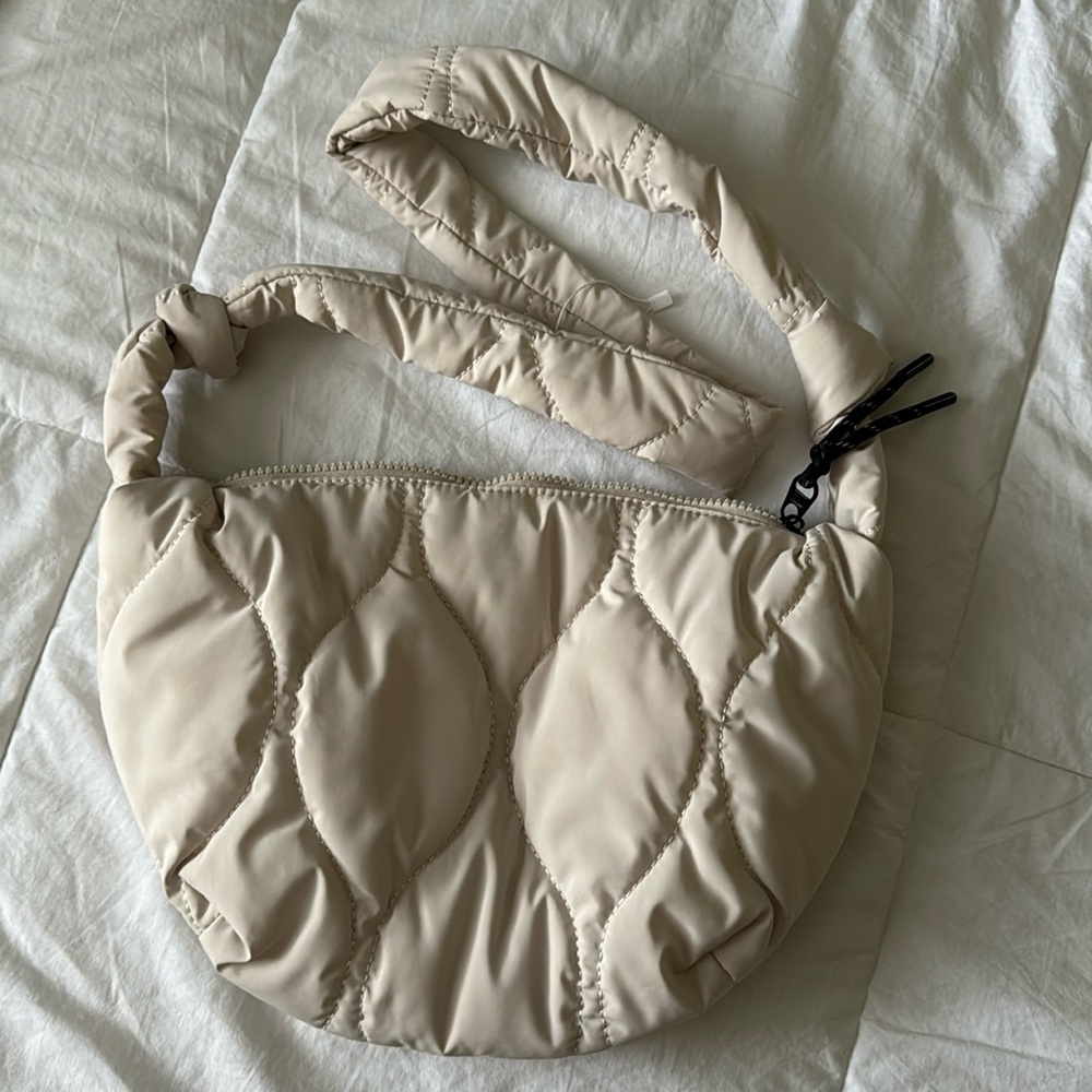 Cream puffer crossbody